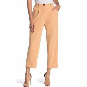 Good Luck Gem Women'S Beige Front-Pleated Ankle Trousers Dress Pants